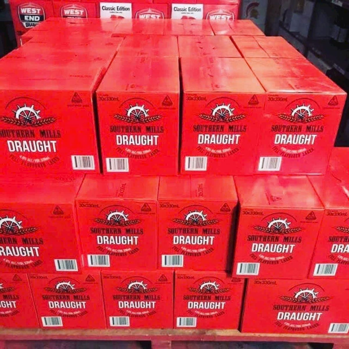 BIA ÚC ĐỎ SOUTHERN MILLS DRAUGHT (thùng 30 lon 330ml)