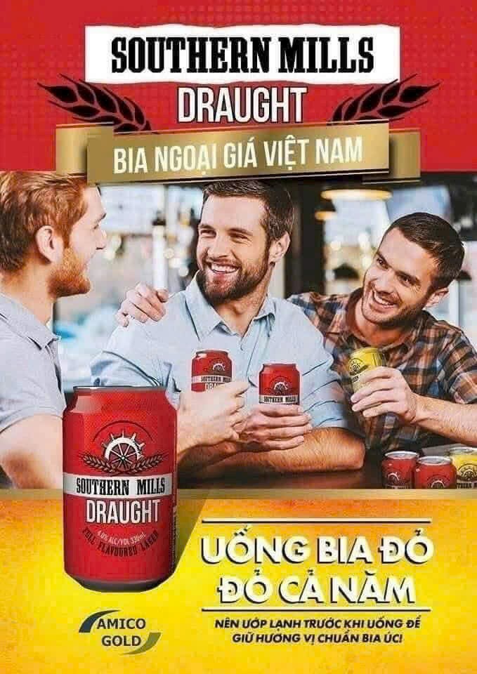 BIA ÚC ĐỎ SOUTHERN MILLS DRAUGHT (thùng 30 lon 330ml)