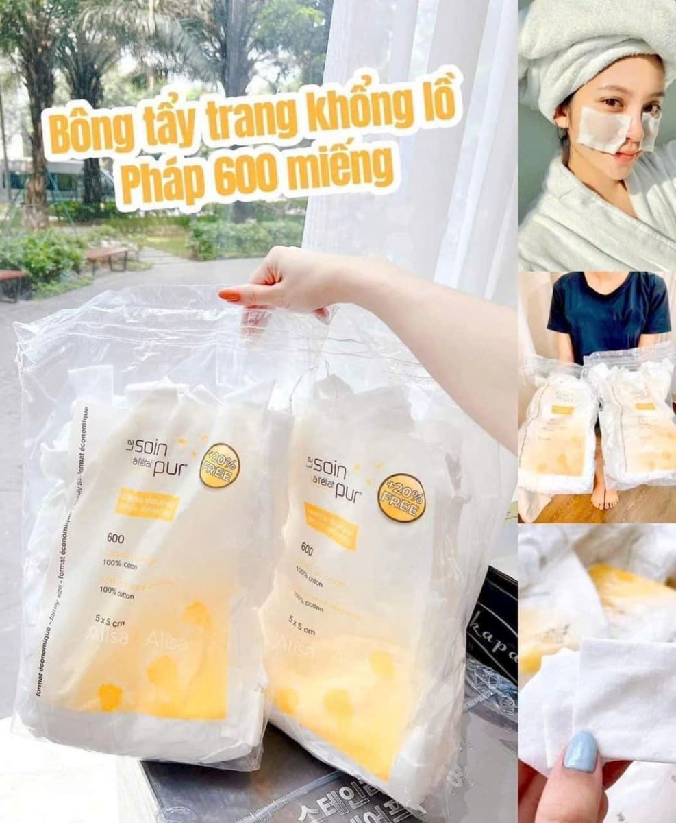 Bông tẩy trang Tetra số 1 tại Pháp túi 600 miếng