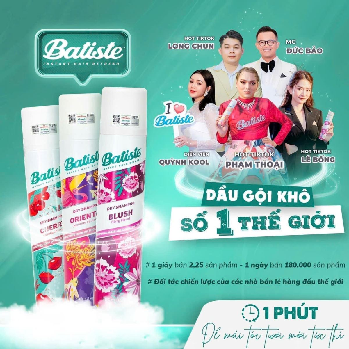 DẦU GỘI KHÔ BATISTE 200ML