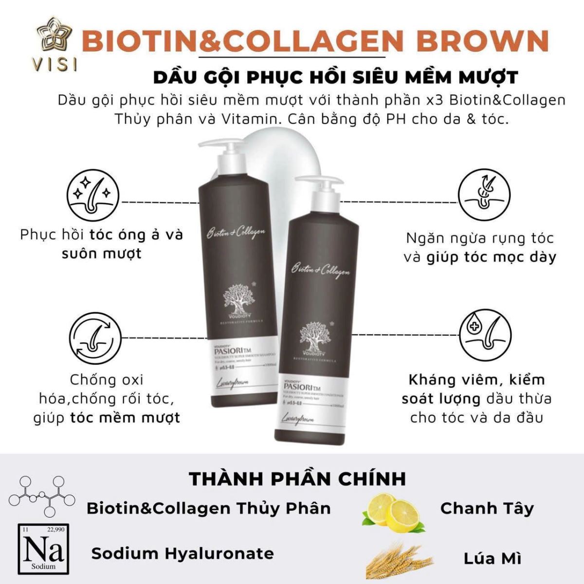 Cặp dầu gội xả Biotin & Collagen Luxury Brown (Chai 1000ml)