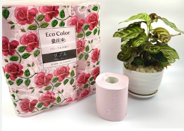 Giấy vệ sinh hoa hồng Eco Color 2 lớp (18 cuộn x 25m)