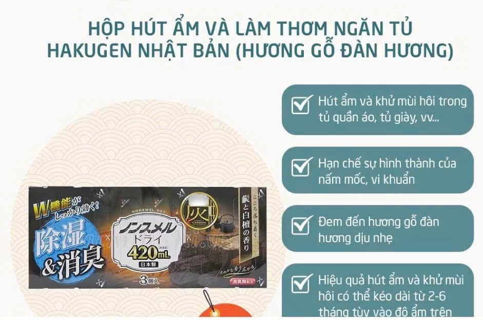 Hộp hút ẩm và khử mùi Nhật Bản (set 3 hộp)