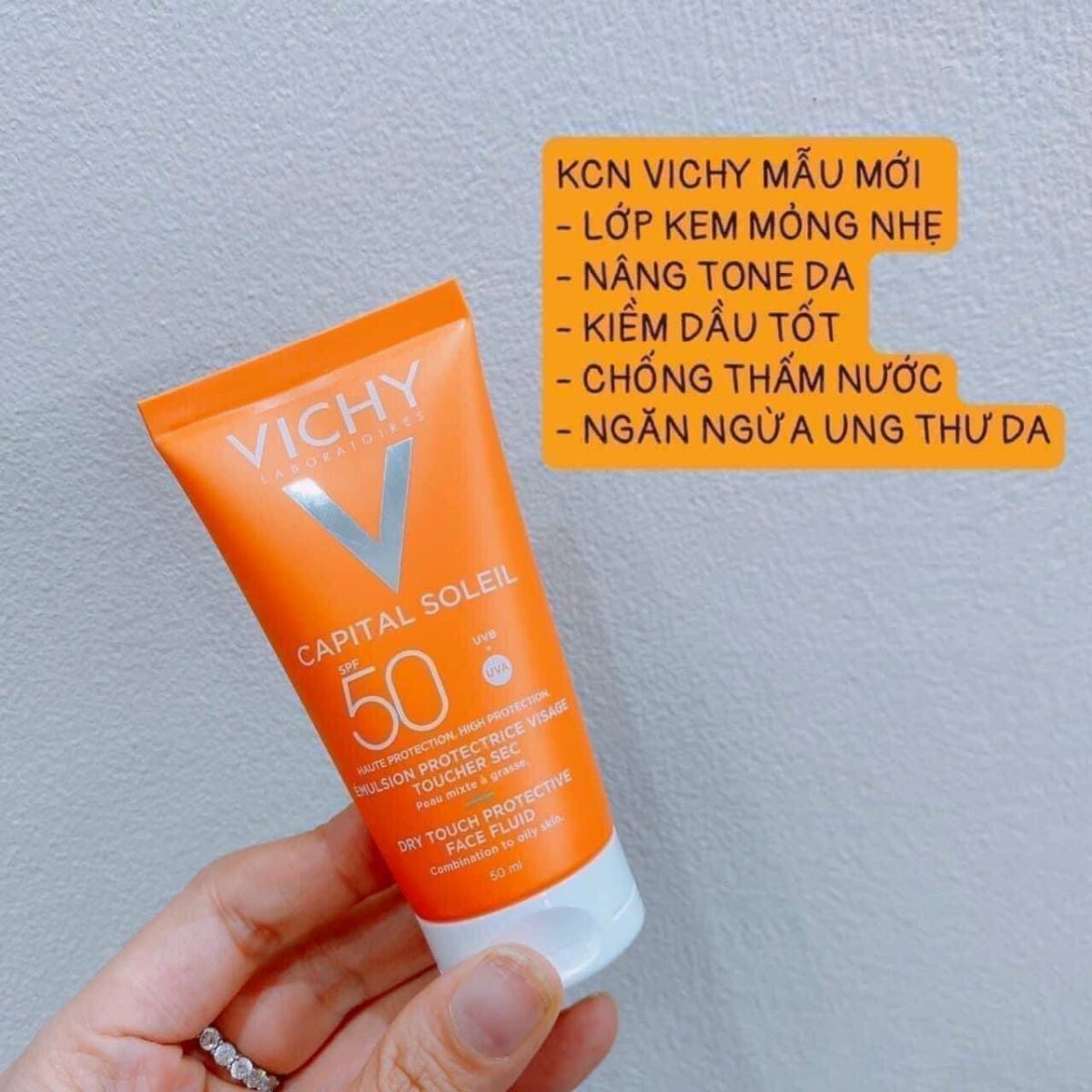 Kem chống nắng, VICHY Capital Soleil Anti-Shine SPF 50 - Tuýp 50ml