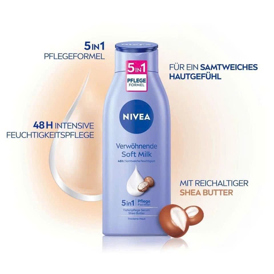 Kem dưỡng thể trắng da Nivea Soft Milk Body 5in1 