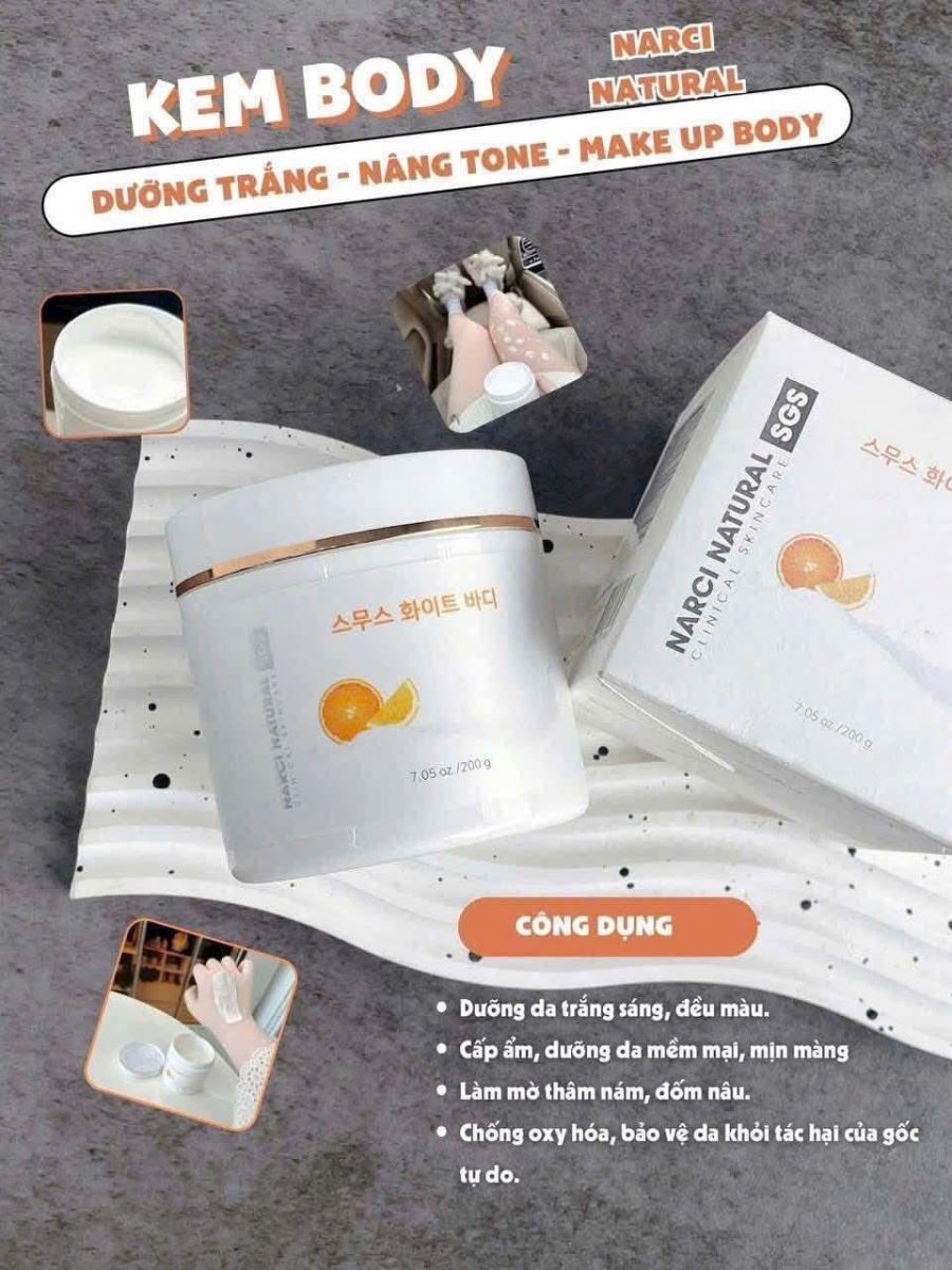 Kem dưỡng trắng da Narci Natural Body Hàn Quốc 200g