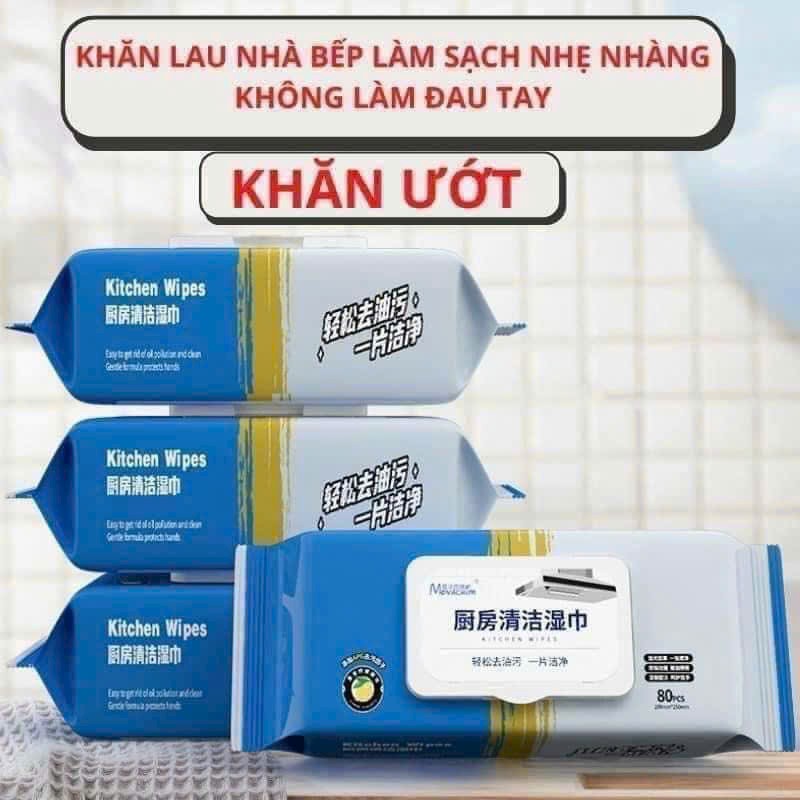 Khăn ướt Lau bếp đa năng Kitchen Wipes hàng loại 1 (3 túi x 80m) 