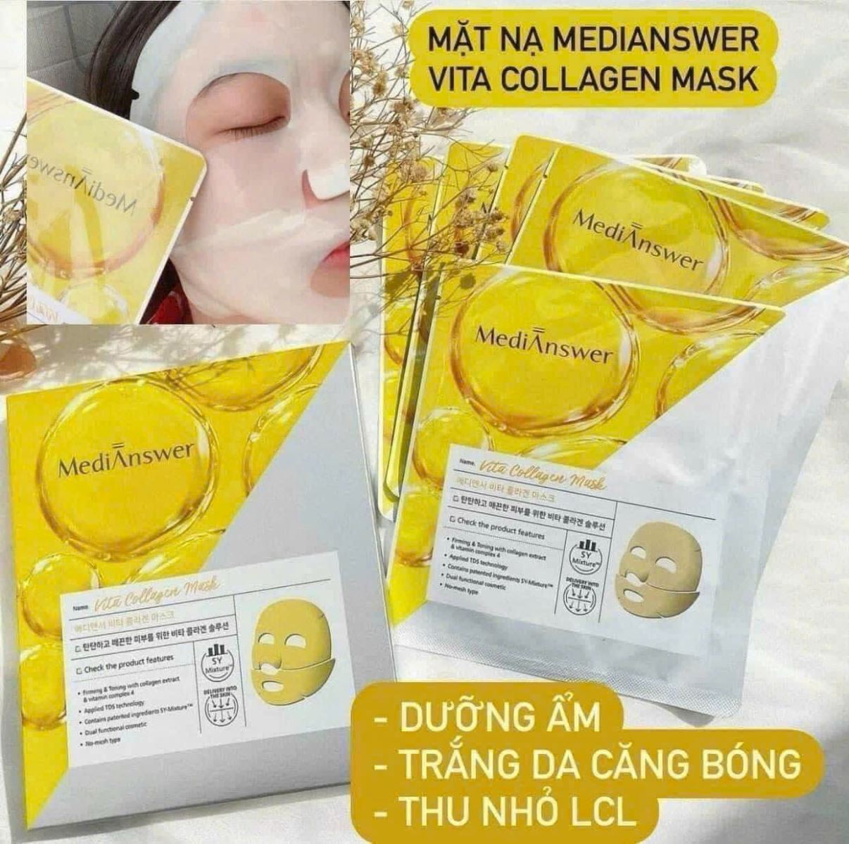 Mặt nạ thạch vàng MediAnswer Vita Collagen Mask (Hộp 5 miếng)