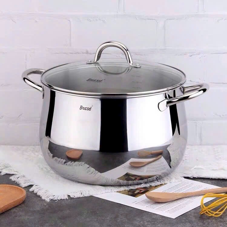 Nồi luộc gà Bossd 30cm đúc nguyên khối inox 304 3 lớp 14L
