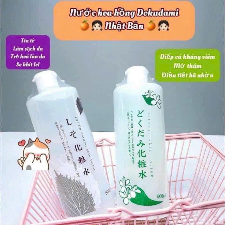 Nước hoa hồng chiết xuất diếp cá và tía tô Dokudami Nhật Bản 500ml 