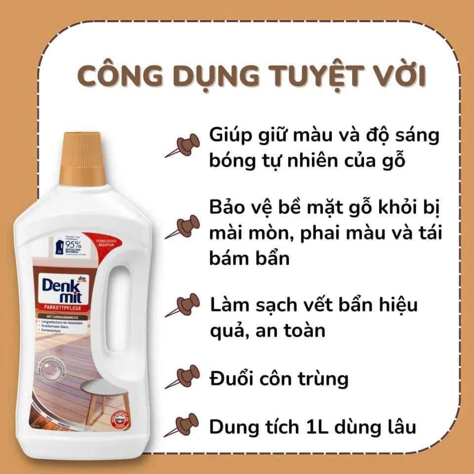 Nước Lau Sàn Gỗ Denkmit Đức 1L
