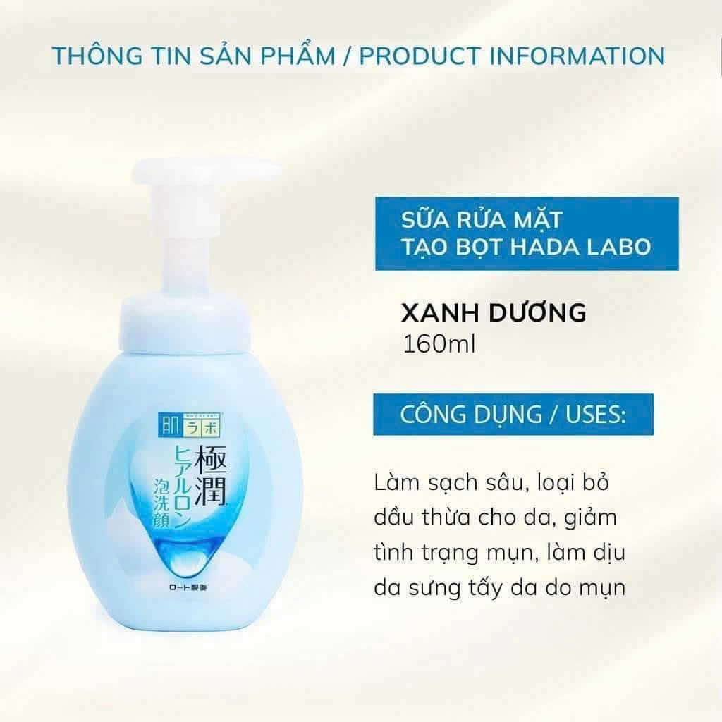 Sữa rửa mặt tạo bọt Hadalabo Nhật Bản 160ml 