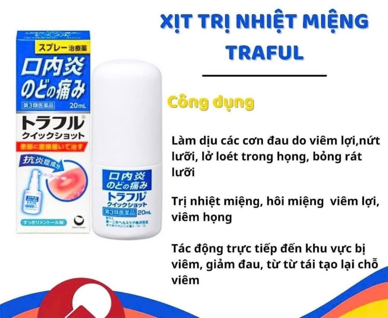 Thuốc xịt trị nhiệt miệng Traful Nhật Bản 20ml  