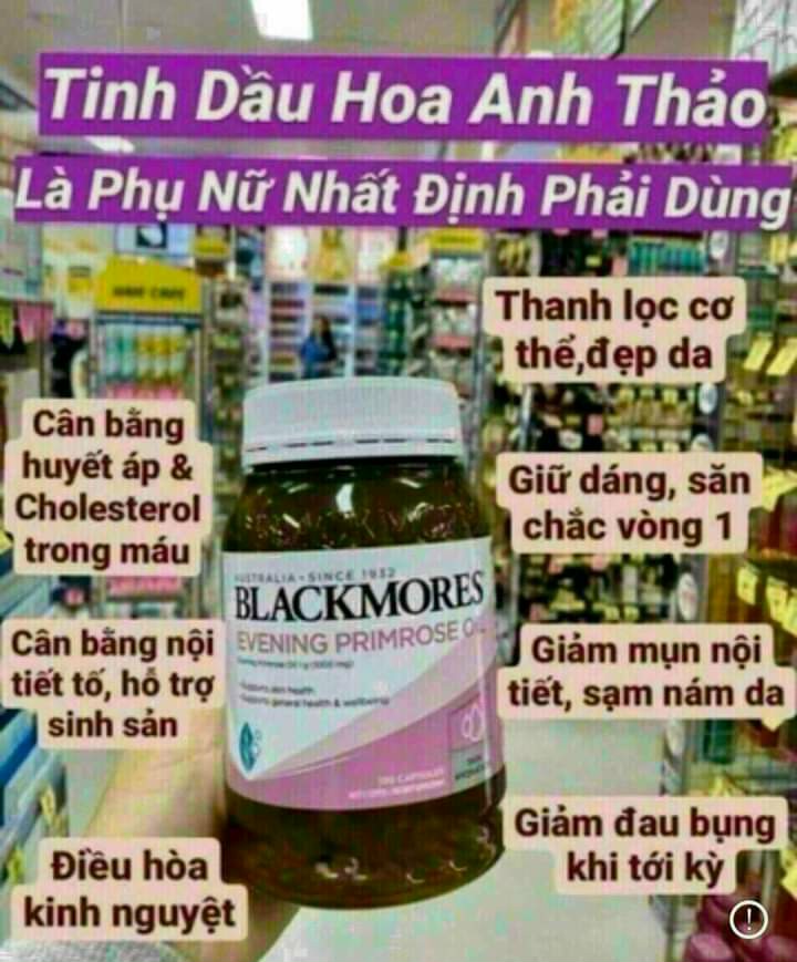 Tinh dầu Hoa Anh Thảo Blackmores Úc lọ 190 viên 