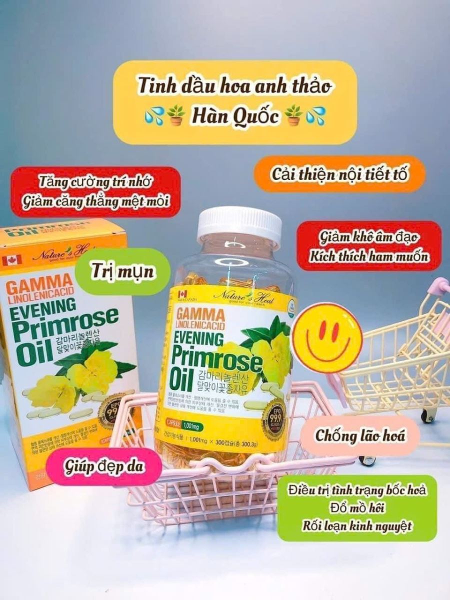 Tinh dầu hoa anh thảo Hàn Quốc Evening Primrose Oil 300 viên