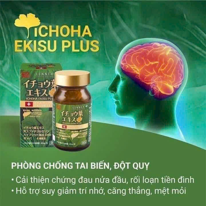 Viên uống bổ não Ichoha Ekisu Plus Nhật Bản hộp 90 viên